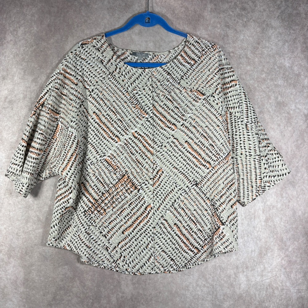 Habitat Top Women S Multi Color 24449 Abstract Print Textured Boxy Fit $48